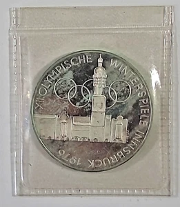 1976 Innsbruck Winter Olympics Silver Coin 100 Shilling - - Picture 1 of 2