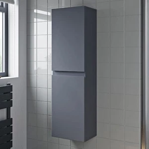 1200mm Grey Gloss Tall Bathroom Wall Hung Storage Cabinet Cupboard Soft Close - Picture 1 of 10