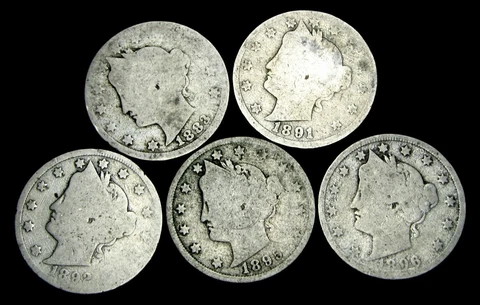 1883+1891+1892+1895+1896 Liberty V Nickels Lot ---- Nice Coin Lot ---- #OH518 Cover
