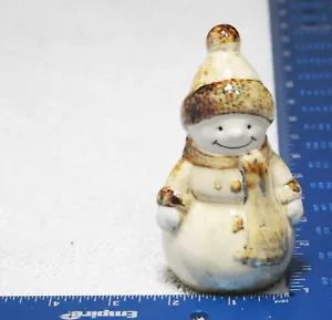 Snow Man Christmas Holidays Glazed Table Top Figurine 4.5" Snowman Green - Picture 1 of 6