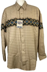 Roper Western Rodeo Hemd 2XL Herren LS Snap hellbraun gestreift aztekisch - Bild 1 von 9