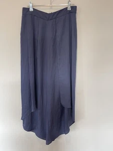 Sheike Women’s Blue Overlay Split Flow Pants Size 12 EUC Wide Leg Satin Feel - Picture 1 of 6