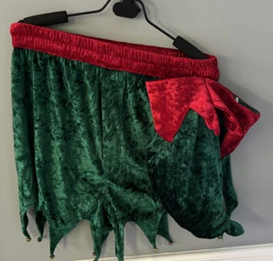 Mens' Elf Christmas Boxer Shorts w/ Hat Crushed Velvet Jingle Bells S NWT - Picture 1 of 6