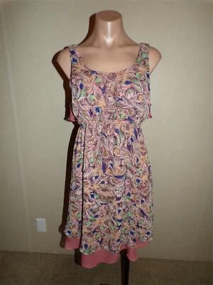 Vestido Judith March para mujer talla mediana marrón rosa en capas cintura imperio sin mangas Foto 1 de 4