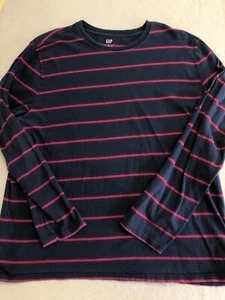 Gap T Shirt Mens XL Everyday Soft Purple Stripe Long Sleeve Everyday Layer Tee - Picture 1 of 5