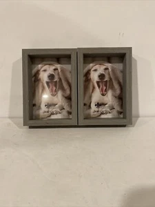 2-gray Picture Frames W/ Glass 4x6, Grey Rear Loading Pictures - Picture 1 of 8