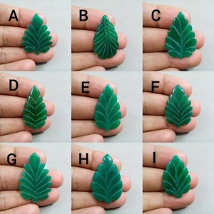 Fine Green Onyx Leaf Shape Carving Stone Loose Gemstone For Pendant and Jewelry - Picture 1 of 28