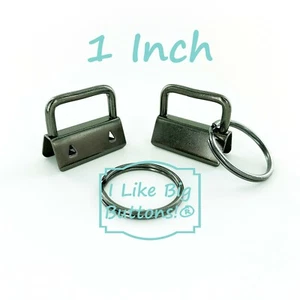 Key Fob Hardware - 50 Sets - GUNMETAL 1 Inch - Clamps/Rings/Wristlet/Key Chains - Picture 1 of 9