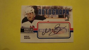 2009 10  ITG Heroes and Prospects A-NB Nicklas Bergfors Autograph Card  
