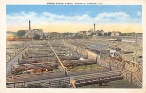 Postcard KS: Union Stock Yards, Wichita, Kansas, Linen 1940's - Picture 1 of 2