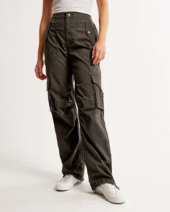 NWT Abercrombie Fitch Baggy Cargo Pants Womens XL Long Gray Streetwear Loose - Picture 1 of 18