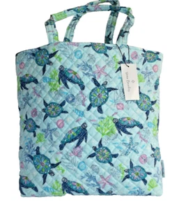 VERA BRADLEY Tote Bag - Turtle Dream Blue Hidden side zip pocket - New with Tag - Picture 1 of 6