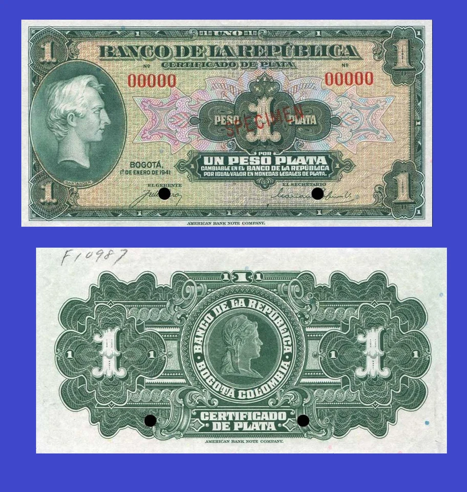 Colombia  colombia  1 peso  1941 - Copy  - Image 1 of 1