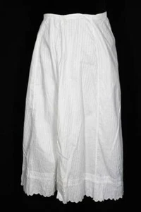 RARE ANTIQUE FRENCH EDWARDIAN WHITE COTTON PETTICOAT SKIRT 36"-38" WAIST 29"L - Picture 1 of 3