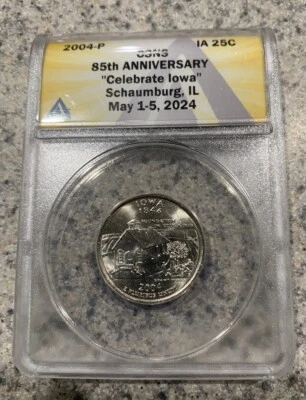 ANACS SAMPLE SLAB COIN Holder Iowa Quarter Free Shipping USA - Image 1 of 4