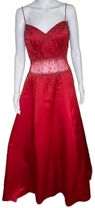 Vintage Jovani Size 10 Red Spaghetti Straps w/ Wrap Formal PROM Dress WORN ONCE - Picture 1 of 15