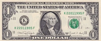 United States Of America, 1 Dollar, 1988, UNC, (special serial number banknote) - Image 1 of 2