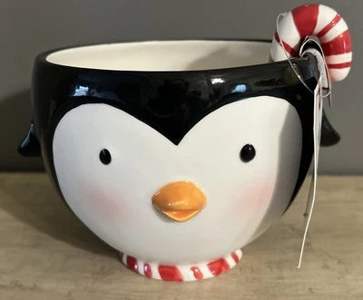 2007 Hallmark Penguin Treat Bowl com Colher - Colher Candy Cane - Nova com Etiquetas - Imagem 1 de 4