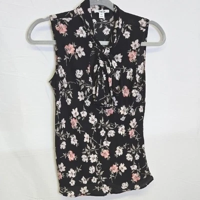 Blusa sin mangas floral Bar III, negra, para mujer talla XXS Foto 1 de 4