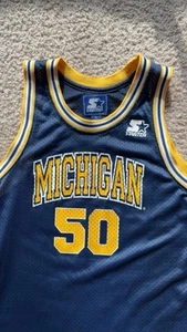 Starter Jersey Michigan University Basketball #50 XL 29x19 Blue And Yellow - Picture 1 of 6