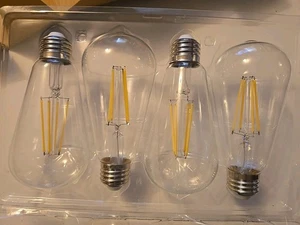 E26 Vintage LED Edison Replacement Light Bulbs 6W 4 Pack ST64 Dimmable 4000K - Picture 1 of 4