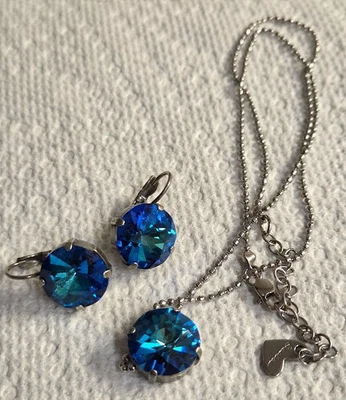 Sabika ожерелье и Вена падение серьги комплект бермуды синий кристаллы Swarovski - Изображение 1 из 4