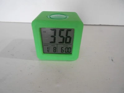 LCD Digital Alarm Clock w/Snooze Equity/La Crosse 70903 Soft Cube  Green - Image 1 of 4
