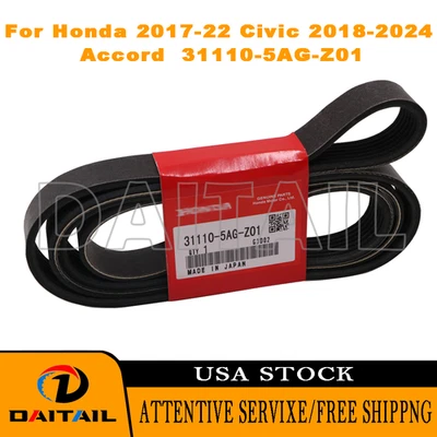 Serpentine Drive Belt For Honda 2017-22 Civic 2018-2024 Accord  31110-5AG-Z01 Foto 1 de 4