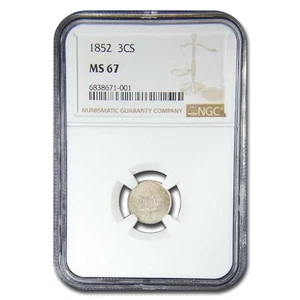1852 Three Cent Silver MS-67 NGC - Picture 1 of 3