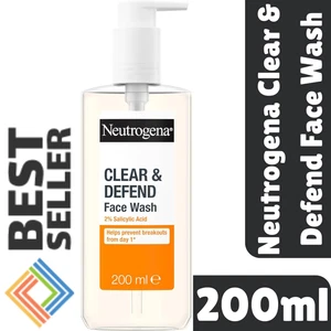 Neutrogena Clear&Defend Face Wash 2% Salicylic Acid Oil-Free Facial Clean 200ml - Picture 1 of 20
