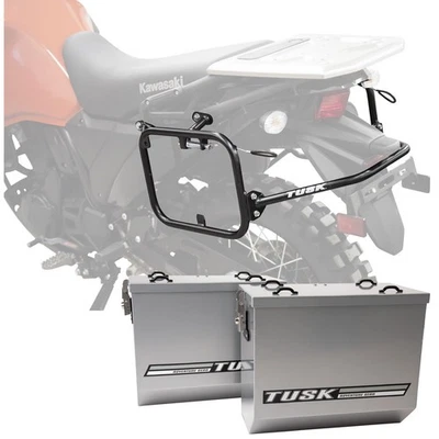 Alforjas de aluminio Tusk con alforjas V2 grandes plateadas para Kawasaki KLR650 Foto 1 de 4