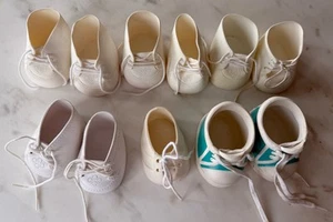 Vintage CPK Cabbage Patch Kids White Shoes Lot 5 Pairs - Hong Kong - Designer - Picture 1 of 10