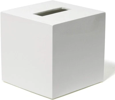 Jonathan Adler Lacquer Bath Tissue Box Cover Holder White Resin - Image 1 of 4