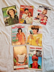 Lot Of 7 Vintage 1970s-80s Mon Tricot Knit And Crochet Fashion Magazine - Picture 1 of 9