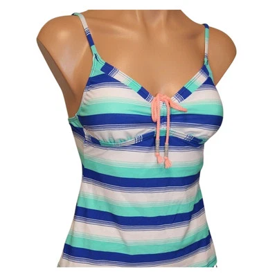 HOBIE, 2 Piece Tanikini Set, Striped, Aqua, Blue, & White, Size Small, NWT - Image 1 of 4