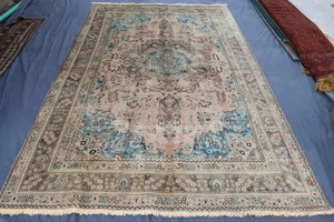 7x10 Turkmen Medallion Muted Distressed Rug, Oriental Rug- Bedroom- Kitchen Rugs - Picture 1 of 15