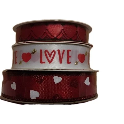 9 jardas NOVA FITA DOS NAMORADOS 3 estilos SETA CORAÇÕES DE AMOR artesanato faça você mesmo arcos de coroa de flores - Imagem 1 de 4