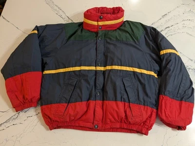 Tampón reversible vintage años 80 90 Nautica bloque de color grande envejecido LEER Foto 1 de 4