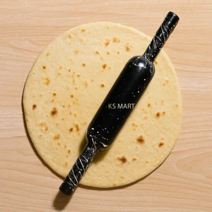 "Black Wooden Rolling Pin Belan for Roti Chapati Dough – Heavy Kitchen Tool - Picture 1 of 33