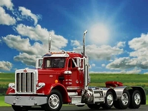 1/64 DCP RED PETERBILT 359 TRI AXLE DAY CAB - Picture 1 of 5