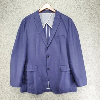 Blazer BOSS Hugo Boss Guabello Lino Lana No Estructurado Para Hombres 46L Azul 22 Pit Foto 1 de 4