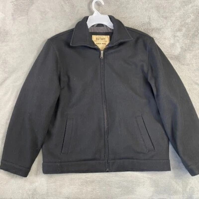 Old Navy Jacket Mens L Black Classic Wool Full Zip Winter Pea Coat Preppy Bomber - Image 1 of 4