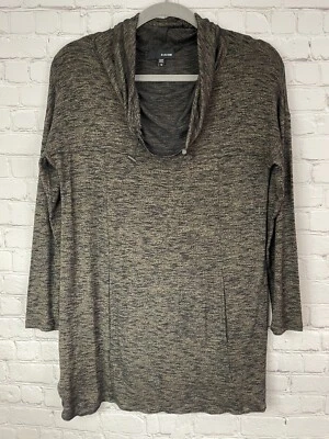 Sun Kim Cómoda EE. UU. Modal Joann Túnica Bolsillo Capucha Cuello Lagenlook Marrón Pequeña Foto 1 de 4