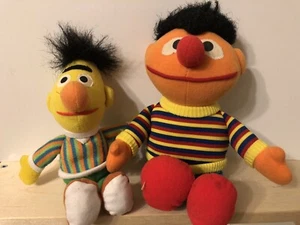 Tyco Preschool Sesame Street Beanie Plush Bert and Ernie 90s 8 And 10 Inches - Picture 1 of 6