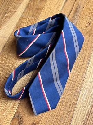 Vintage Boston Traders Striped Tie Necktie Blue Red - Image 1 of 4