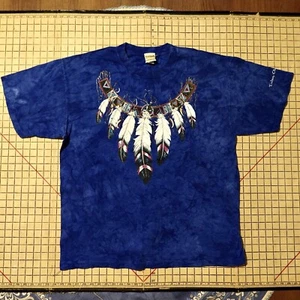 Vintage Ragtops Native Feather Necklace Graphic Tie Dye Shirt XL Made In USA - Bild 1 von 6