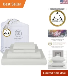 Certifiably Soft King Size Egyptian Cotton Sheets - Deep Pocket & Breathable - Picture 1 of 11