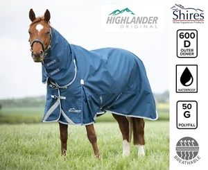 50g COMBO TURNOUT HORSE RUG Shires Highlander Lite Weight Waterproof Full Neck - Picture 1 of 21