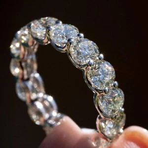 3.5TCW Round Cut Moissanite White Gold Eternity Band Engagement Ring For Women - Picture 1 of 4