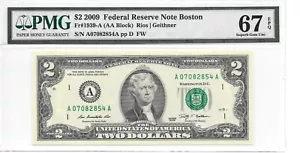 2009 Boston $2 FRN (AA Block) PMG 67 EPQ Superb Gem Uncirculated - Picture 1 of 13